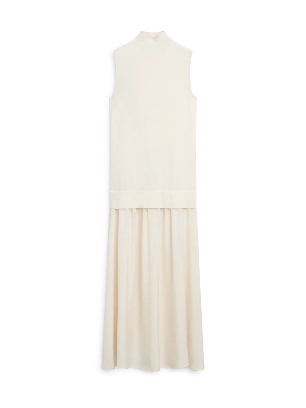 Zara Matching Knit Midi Dress Ecru Cream Sleeveless Mock Neck Size M
